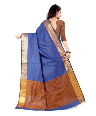 dark blue  silk  saree with blouse piece 4