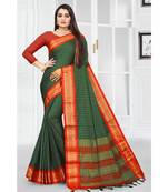 green silk saree with blouse piece