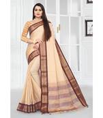 cream silk saree with blouse piece