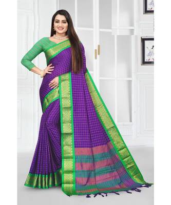 purple silk saree with blouse piece 1