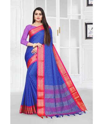blue silk  saree with blouse piece 1