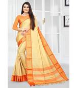 cream silk saree with blouse piece