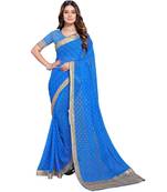Blue Georgette Saree With Blouse Piece