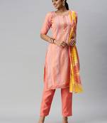 Orange diamond work cotton salwar