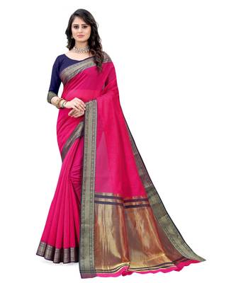 wine cotton saree with blouse piece 1
