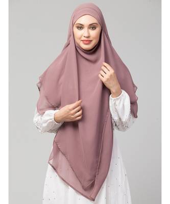 mauve georgette two-layer tie-back ready-to-wear hijab cum naqab 2