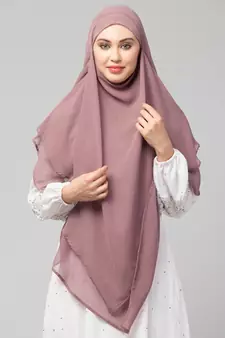 mauve georgette two-layer tie-back ready-to-wear hijab cum naqab