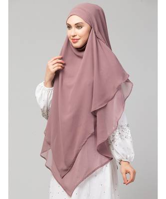 mauve georgette two-layer tie-back ready-to-wear hijab cum naqab 3
