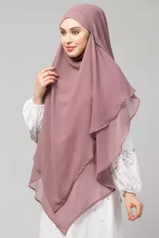 mauve georgette two-layer tie-back ready-to-wear hijab cum naqab