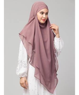 mauve georgette two-layer tie-back ready-to-wear hijab cum naqab 4