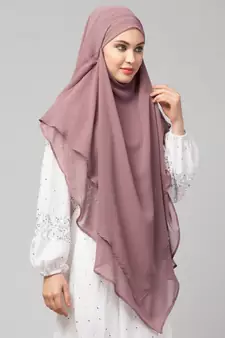 mauve georgette two-layer tie-back ready-to-wear hijab cum naqab