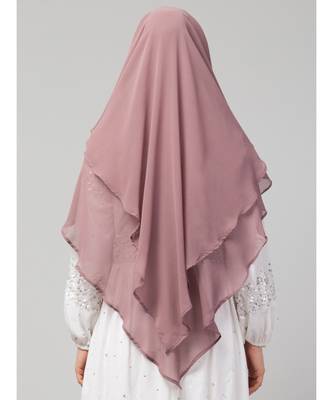 mauve georgette two-layer tie-back ready-to-wear hijab cum naqab 5