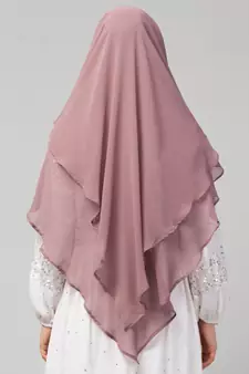 mauve georgette two-layer tie-back ready-to-wear hijab cum naqab