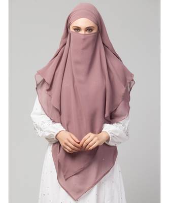 mauve georgette two-layer tie-back ready-to-wear hijab cum naqab 6