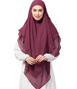 Plum Polyester georgette Triangle tow layers tie at back Ready to wear Hijab cum Naqab