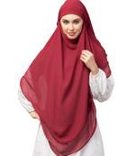 Maroon Polyester georgette Triangle tow layers tie at back Ready to wear Hijab cum Naqab