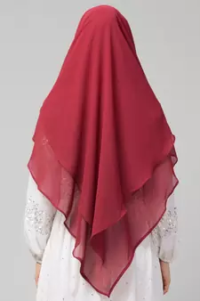 Maroon Polyester georgette Triangle tow layers tie at back Ready to wear Hijab cum Naqab