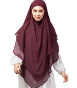 Wine Polyester georgette Triangle tow layers tie at back Ready to wear Hijab cum Naqab