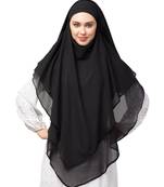 nazneen hijab naqab black georgette tie back