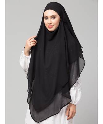 nazneen hijab naqab black georgette tie back 3