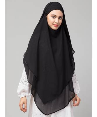 nazneen hijab naqab black georgette tie back 4