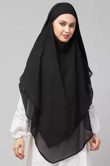 nazneen hijab naqab black georgette tie back