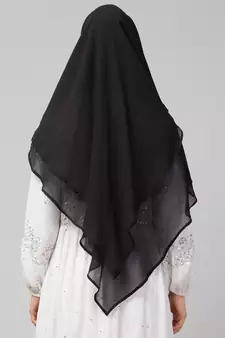 nazneen hijab naqab black georgette tie back