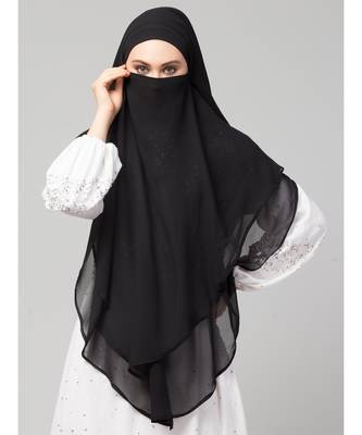 nazneen hijab naqab black georgette tie back 6