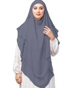 Grey Polyester georgette Triangle tow layers tie at back Ready to wear Hijab cum Naqab