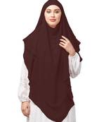 Brown  Polyester georgette Triangle tow layers tie at back Ready to wear Hijab cum Naqab