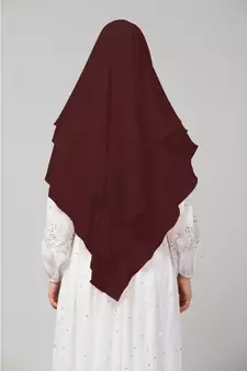 Brown  Polyester georgette Triangle tow layers tie at back Ready to wear Hijab cum Naqab