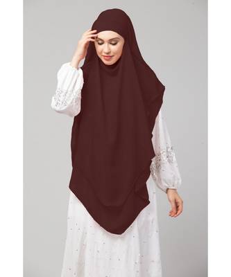Brown  Polyester georgette Triangle tow layers tie at back Ready to wear Hijab cum Naqab 4