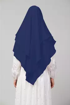 Navy  Polyester georgette Triangle tow layers tie at back Ready to wear Hijab cum Naqab