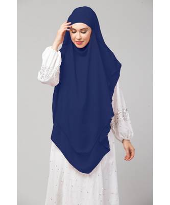Navy  Polyester georgette Triangle tow layers tie at back Ready to wear Hijab cum Naqab 4