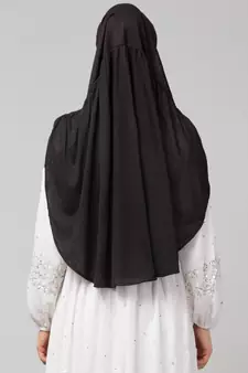 Black 100% Viscose Knits/ Hosiery gathered Instant Ready to Wear Prayer Hijab