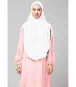 White 100% Viscose Knits/ Hosiery gathered Instant Ready to Wear Prayer Hijab