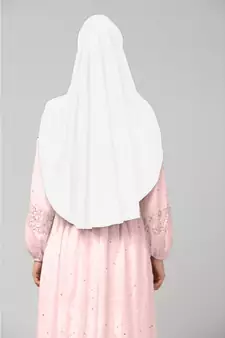 White 100% Viscose Knits/ Hosiery gathered Instant Ready to Wear Prayer Hijab