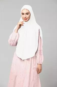 White 100% Viscose Knits/ Hosiery gathered Instant Ready to Wear Prayer Hijab