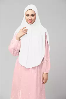 White 100% Viscose Knits/ Hosiery gathered Instant Ready to Wear Prayer Hijab