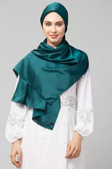 Peacock Teal Silky Satin Royal Touch Silky Shiny Solid Hijab