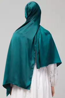 Peacock Teal Silky Satin Royal Touch Silky Shiny Solid Hijab