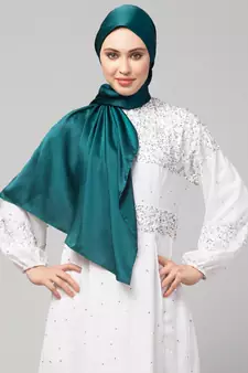 Peacock Teal Silky Satin Royal Touch Silky Shiny Solid Hijab