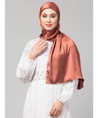 Rose gold Silky Satin Royal Touch Silky Shiny Solid Hijab 3