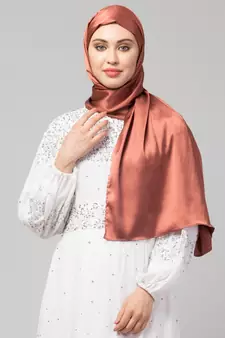 Rose gold Silky Satin Royal Touch Silky Shiny Solid Hijab