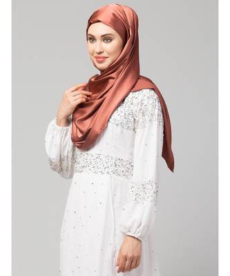 Rose gold Silky Satin Royal Touch Silky Shiny Solid Hijab 4