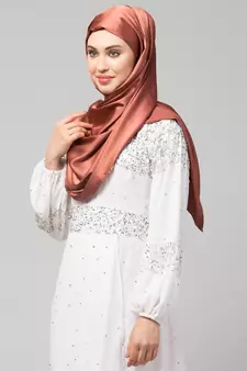 Rose gold Silky Satin Royal Touch Silky Shiny Solid Hijab