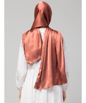 Rose gold Silky Satin Royal Touch Silky Shiny Solid Hijab 6
