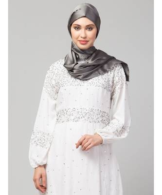 Steel Grey Silky Satin Royal Touch Silky Shiny Solid Hijab 3