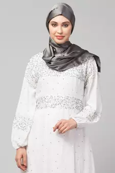 Steel Grey Silky Satin Royal Touch Silky Shiny Solid Hijab