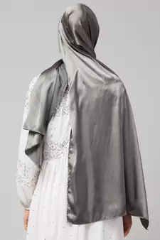 Steel Grey Silky Satin Royal Touch Silky Shiny Solid Hijab